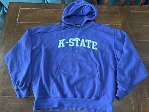 Vintage Nike Team Kansas State Wildcats Purple Center Swoosh Hoodie Sweatshirt